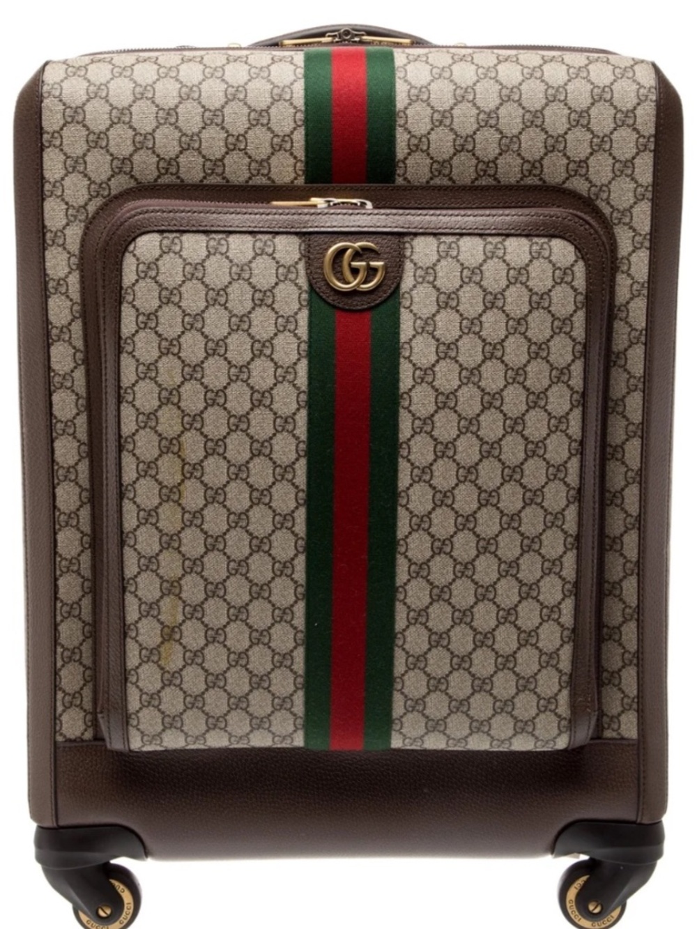 Gucci Savoy medium trolley suitcase.GG Supreme canvas, leather.  NEW WITH TAGS